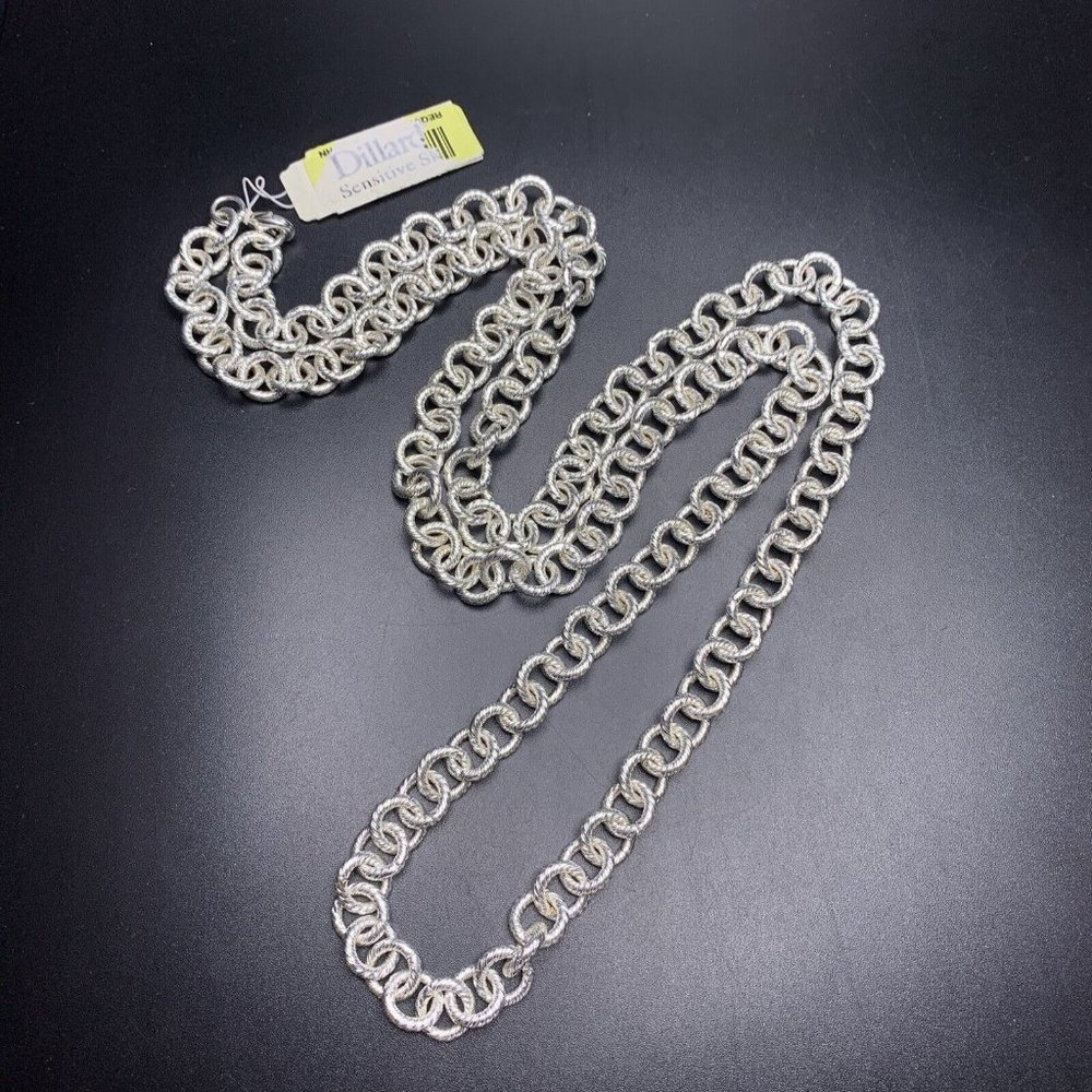 Dillards Long Textured Rolo Chain Necklace 38 Inch Simple Classic